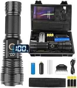Maxesla Linterna LED Recargable alta Potencia, 23000 Lumenes Linterna LED Recargable, XHP90 Linterna Potente Impermeable IPX5, Zoomable 5 Modos para Camping Emergencia, Mejor Regalo para Padre