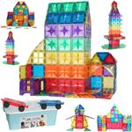 GELTILES® Grand Magnetic Tiles -110 Pcs Set of Magnetic Building Tiles, Constructing&Creative Learning Educational Next Generation Multicolor Stem Steam Toy for Kids 3+ with A Storage Box