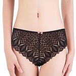 Lorkivonsu Women's underwear sexy lace panties invisible seamless bikini stretch soft panties, Black, M