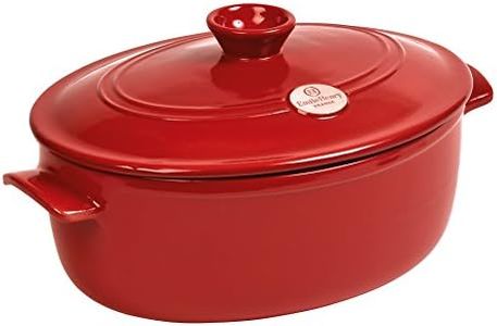 Emile Henry Made in France Flame Oval Stewpot Dutch Oven, 6.3 Quart, Burgundy