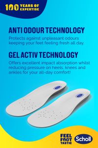 Scholl GelActiv Work Insoles for Men – Shock Absorption, UK 7-12, 1 Pair