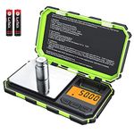 Criacr Digital Pocket Scale, 200g Precision Mini Scales with 50g Calibration, Potable Jewellery Scales with LCD Backlit, 0.01 Precision, 6 Units, Tare Function, for Jewellery, Experiment (Green)