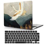 Compatible with MacBook 12 Inch Case Cover A1534 2015 2016 2017 2018 Released with Retina Display, Hard Plastic Protective Case and Keyboard Skin Bundle for MacBook Retina 12", White Cranes