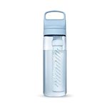 LifeStraw Go Series — BPA-Free Water Filter Bottle for Travel and Everyday Use Removes Bacteria, Parasites and Microplastics, Improves Taste, 22oz Icelandic Blue