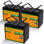 ECO-WORTHY 12V 300AH (3Pack 100AH) LiFePO4 Lithium Battery with Low Temperature Protection, Built-in 100A BMS, Up to 15000 Cycles, For RV, Trailer, Trolling Motor, Camping, Solar Off-Grid System