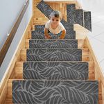 Cliplanyard Carpet Stair Treads, 15pcs Non-slip Rugs with Rubber Backing, 30''X8'' Removable and Machine Washable, Indoor Runner Cover Mat Perfect for Pets Kids Elders (04)