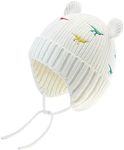 BAVST Baby Beanie Hat for Winter with Earfalp Cute Bear Kids Toddler Girls Boys Warm Knit Cap 0-2Years, D-white, 6-12 Months