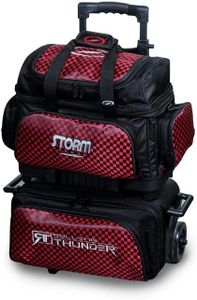 Storm 4 Ball Rolling Thunder Checkered Bowling Bag- Black/Red