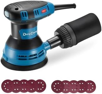 Dong Cheng Orbital Sander, 3.0AMP, 5 Inch Random Orbital Power Sander with 10Pcs Sandpapers & Dust Bag, 6 Variable Speeds, 12000 OPM Electric Palm Sander for Woodworking, Sanding & Polishing