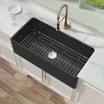 Miuara Black Farmhouse Sink 36 Inch - Extra Large Farm Sink Matte Black 36"x18",9" Deep Fireclay Apron Sink,Farmer Barn Sink Single Bowl,Undermount Kitchen Sink Reversible w 2 Accessories,for Kitchen