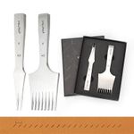 WUTA Sharp French Style Pricking Iron Leather Chisel All-Polished Punching Tool Kits,Obverse 4.5mm 2+8Teeth