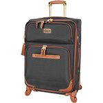 Steve Madden Designer Luggage Collection - Expandable 24 Inch Softside Bag - Durable Mid-Sized Lightweight Checked Suitcase with 4-Rolling Spinner Wheels (Global Black)