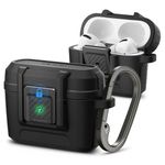Spigen Lock Fit Designed for AirPods Pro Case with Secure Lock Clip, Anti-Drop Protection Cover with Carabiner - Matte Black