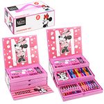 Minnie Mouse Kids 43pc Colouring Art Stationery Set with Watercolour Felt Tip Pens Crayons and Pencils Travel Set for Children