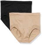 Bali Women’s Comfort Revolution Firm Control Shapewear Brief Fajas Cool Comfort 2-Pack DF0048, Nude Black, X-Large