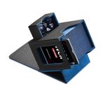 Mage Tech Commander Deck Box for MTG - Patented Design, Commander Display, Fits 100 Double-Sleeved Cards, 35pt Magnetic Card Holder & Dice Tray - Black/Blue