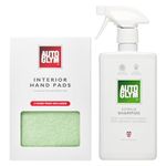 Autoglym Interior Shampoo, 500ml - Car Interior Shampoo That Cleans and Freshens Carpets, Fabrics, Upholstery and Plastics + Autoglym Interior Hand Pads, 2 Pack, Car Cleaning Pads, Lift Dirt With Ease