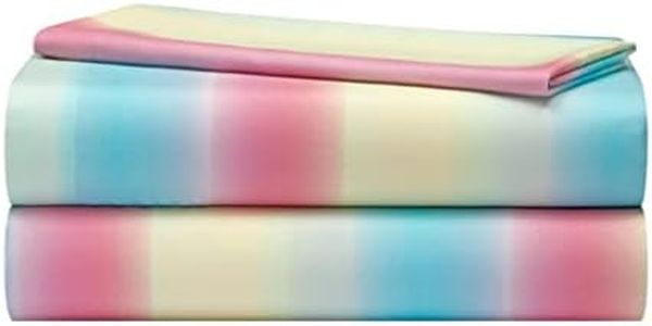 Heritage Kids 3 Piece Sheet Set, Including Top Sheet, Fitted Sheet and Pillow Case, Rainbow Ombre Print, Twin,Multicolor