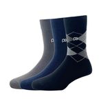 Peter England Men's Cotton Full Length Socks (Pack of 3) Dark Grey, Navy and Black