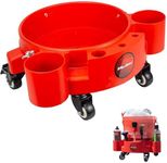 Maxshine 5 Gallon Rolling Bucket Dolly - Heavy-Duty With 5 Wheels, 2 Locking Casters, Organizer for Cleaning Compounds & Brushes - Detailing Accessory & Supplies - Red