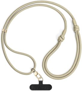 Lawonda Rope Phone Strap Universal Phone Charm Hands-Free Wrist Phone Lanyard, Phone Hand Strap Grip with Tether Patches Beige