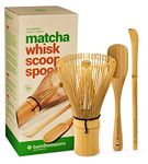 BambooWorx Japanese Tea Set, Matcha Whisk (Chasen), Traditional Scoop (Chashaku), Tea Spoon, The Perfect Set to Prepare a Traditional Cup of Matcha.