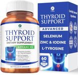1 Body Thyroid Support Supplement for Women and Men | Supports Energy & Mental Clarity with Ashwagandha, Iodine, Zinc & B12 | Selenium Supplement | 30 Day Supply