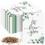 Tenare 50 Pieces Let Love Grow Seed Packets Not Include Seeds Wedding Favours for Guests Wildflower Seed Bags Eucalyptus Small Envelopes for Wedding Anniversary Baby Shower (Simple)