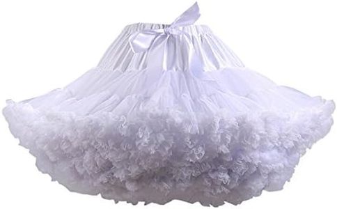 FOLOBE Women's Soft Puffy Tulle Petticoat Costume Ballet Dance Short Tutu Skirts Multi-Layer,Medium/Large,White