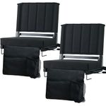 Stadium Seats for Bleachers with Back Support and Wide Padded Cushion, Portable Folding Bleacher Chairs with Backrest and Shoulder Strap, Perfect Bleacher Cushion for Sports Event (2 Pack, Black)