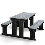 BrackenStyle Guernsey Wooden Picnic Table - Easy Access Walk In Bench - 6 Seater (Dark Grey)