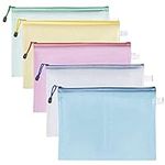 5Pcs A4 Plastic Wallets File Bags, A4 Document Wallets with Zipper, Document Folder, Zip Lock Bags, Document Zipper Bags, Zip Plastic Folder for School, Travel, Home, Office (Assorted Colors)