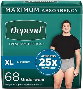 Depend FIT-Flex Incontinence Underwear for Men, Maximum Absorbency, Grey, Extra-Large, 68 Count