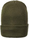 Warm Winter Watch Cap 100% Wool Beanie Made in USA to Military Specifications, Od Green, One Size