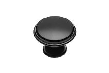 GTV - Cento Knob Matt Black Diameter 28 mm I Furniture Knobs with Screws I Round Cupboard Knobs Kitchen Knobs Door Knob Drawer Knob Handle I Shell: Galvanised, Painted