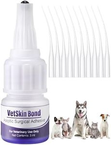 1 Pack 3ml Veterinary Surgical Skin Glue with 10 Precise Applicators, Strong Surgical Adhesive, Blue-Tinted Animal Tissue Wound Glue, Fast Bleeding Control and Waterproof Wound Sealant for Pets