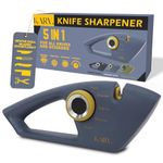 KARV Knife Sharpener Midnight Blue - 5-Stage Professional Kitchen Knife Sharpeners for All Knives - Non-Slip Base & Ergonomic Handle, Sharpen Straight Edge & Serrated Blades Chef Knife Sharpener