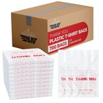 700 Thank You Plastic Bags - Grocery Shopping Bags with Handles [12" X 6.5" X 22"] White Plastic T Shirt Bags for Small Business, Restaurant Supplies, Groceries, Retail Store, Food Truck Accessories