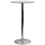 Flash Furniture CH-3-GG 23.75-Inch Round Glass Table with 41.75-Inch Height Chrome Base