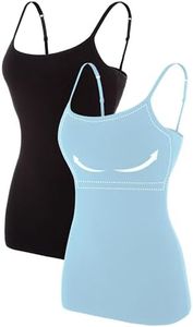 ATTRACO Cotton Camisole for Women Tank Tops Packs Tank Shirt Slim Fit Blue Black M