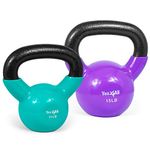 Yes4All Combo Special: Vinyl Coated Kettlebell Weight Sets – Weight Available: 5, 10, 15, 20, 25, 30 lbs (T - Multicolor 10-15lbs)