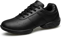 BAXINIER Girls White Cheerleading Dance Shoes Athletic Training Tennis Breathable Youth Competition Cheer Sneakers - Black 13.5 Little Kid