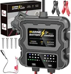 Smart 2 Bank Marine Battery Charger, 10A (5A/Bank), 12V,Waterproof,lifepo4 Lithium Battery Charger Maintainer and Desulfator for AGM, Lithium,Deep-Cycle Batteries Boat Accessories