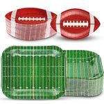 Tanlade 200 Pcs Football Plates Sport Paper Plates Football Party Decorations Supplies Disposable Plates Snack Nacho Platter Serving Trays for Football Game Day Sports Event Tailgate Party, 2 Styles