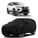 Sulfar 100% Water Resistant Car Body Cover Compatible with Mirror for Toyota Fortuner (Triple Stitched, Full Bottom Elastic, Black)