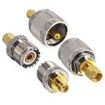 BOOBRIE 4 Type SMA to UHF RF Connector Kit UHF PL259 SO239 Male Female to SMA Male/Female Plug Jack Nickel Gold Plated Converter for CB Antenna Radio Walkie Talkie