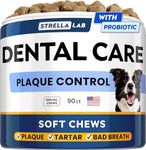 STRELLALAB Advanced Dog Dental Chews & Breath Freshener, Dog Teeth Cleaning, Bad Breath & Tartar and Plaque Off Remover for Dogs, Pet Oral Care, Pro Perio Support Lab Co Bright Formula - 90 Treats