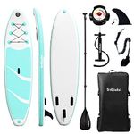 Triclicks 10ft / 3m Stand Up Paddle Boards Inflatable SUP Board Surfboard - Beginner’s Kit. Adjustable Paddle, Hand Pump With Pressure Guage, Fin, Coil Leash, Repair Kit, Backpack (Style 5)