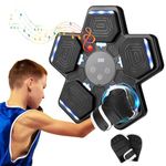 Music Boxing Machine, Wall Mounted One Punch Boxing Machine, Boxing Training Punching Equipment, Smart Boxing Pad with LED Light and Music for Kids, Adults, Home Workout, Stress Relief