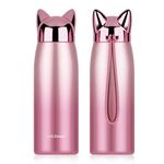 Cute Cat Travel Mug, 10oz Cat Design Thermal Water Bottle Coffee Tumbler, Keep Cold & Hot,1PCS (Pink)